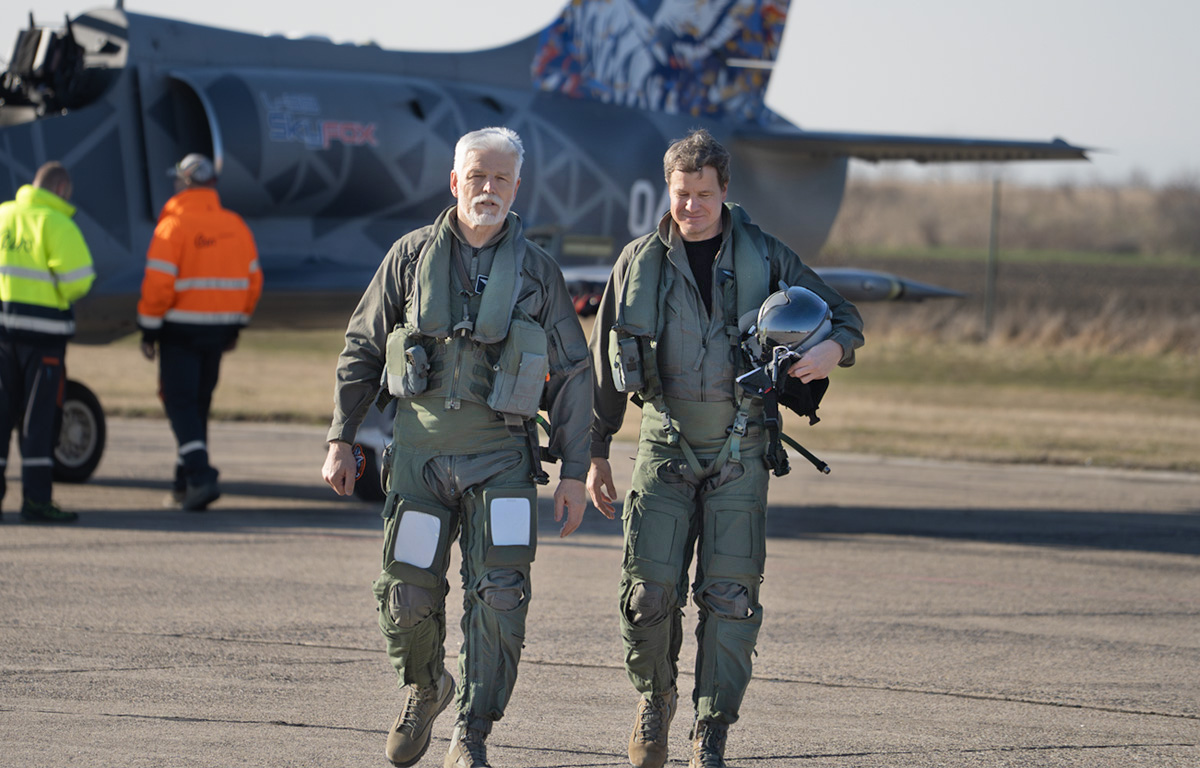 Foto: Prezident označil letoun L-39 Skyfox za velice povedený a vhodný nejen pro výcvik našich pilotů, ale i pilotů zahraničních | Michal Pivoňka / CZ DEFENCE