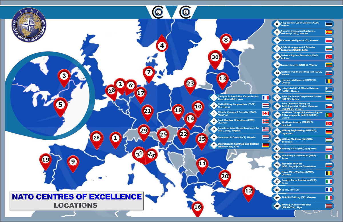 Foto: Mapa umístění Center of Exellence | act.nato.int